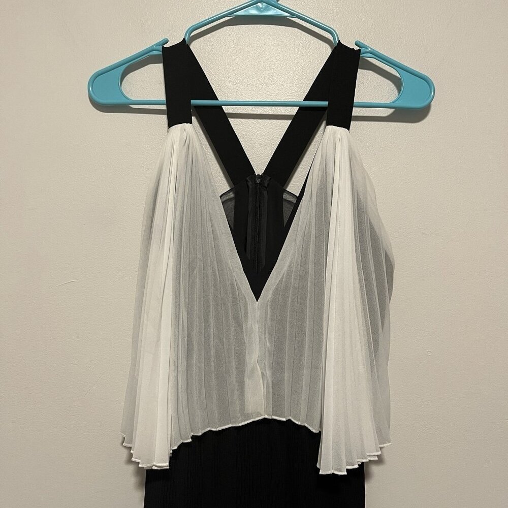 Sandro Black White Pleated Plisse‎ Mini Dress Size 1 - Picture 5 of 12